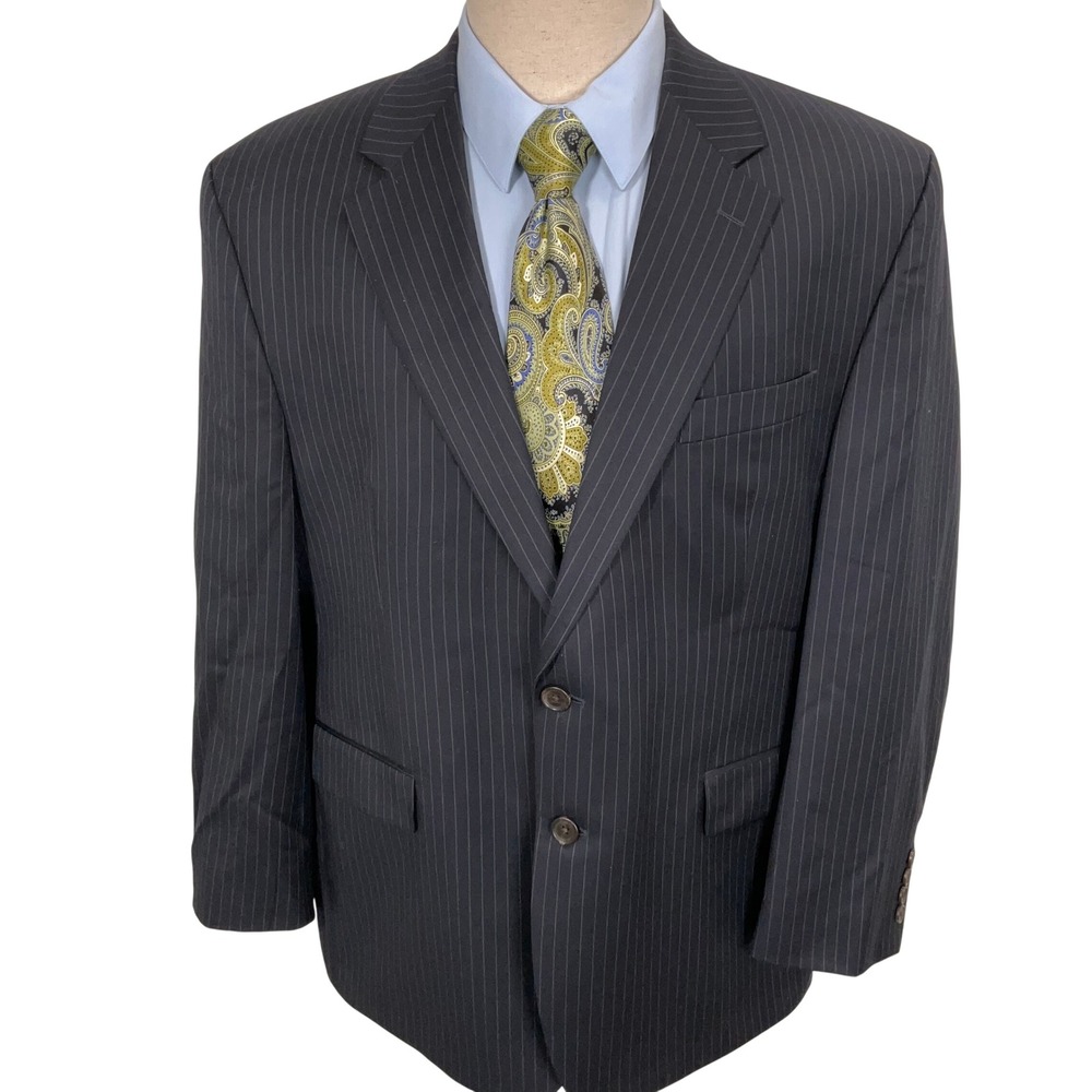 Lauren Ralph Lauren Blazer Mens 46S Navy Blue Pinstripe Heritage Jacket ‎ Wool